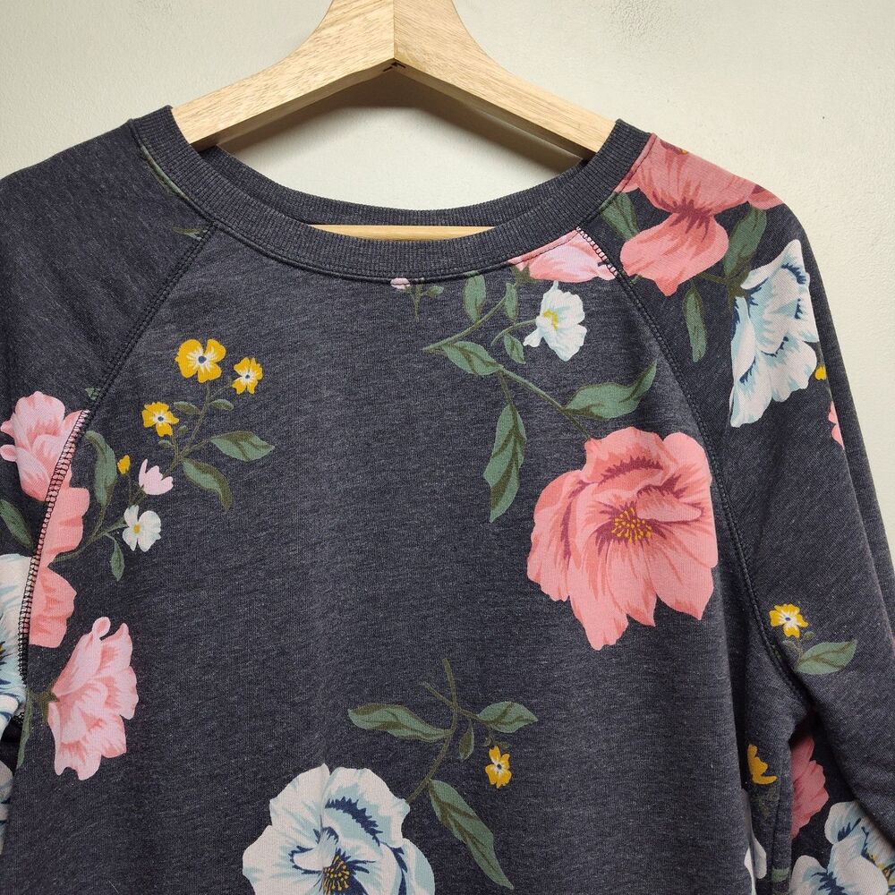 Old Navy Pullover Sweater Women L Gray Floral Spring Romantic Feminine Casual - Picture 2 of 8